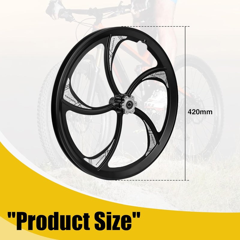 BALINGE 20" Aluminum Alloy One-Piece Bike Wheels – 5-Spoke Rim with Disc Brake & Freewheel Hub, 420mm Diameter, 30mm Width, Schrader Valve,Nylon Brake Pads, Solid axles，for Mountain/Folding/Kids/BMX Bikes - Image 5